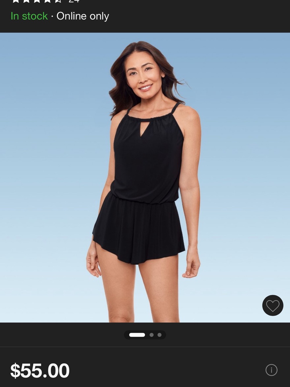 Aqua Green Black One-Piece Swim Romper with Keyhole Neckline